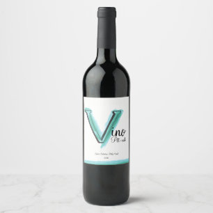 Vino Italienska pét-nat vin V brev art-etikett Vinflaska Etikett