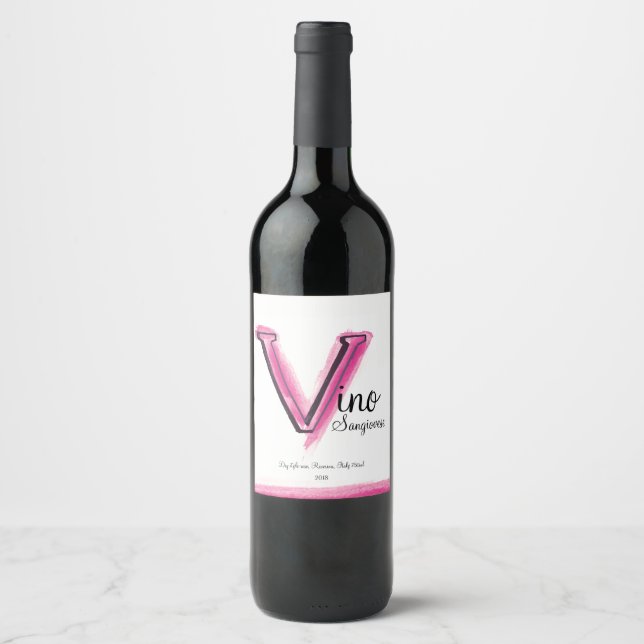 Vino Italienska ro rosa vin V brev art Vinflaska Etikett (Framsida)
