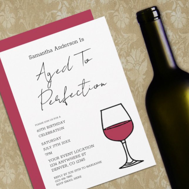 Vino som åldrats till perfektion 60-års födelsedag inbjudningar (Skapare uppladdad)