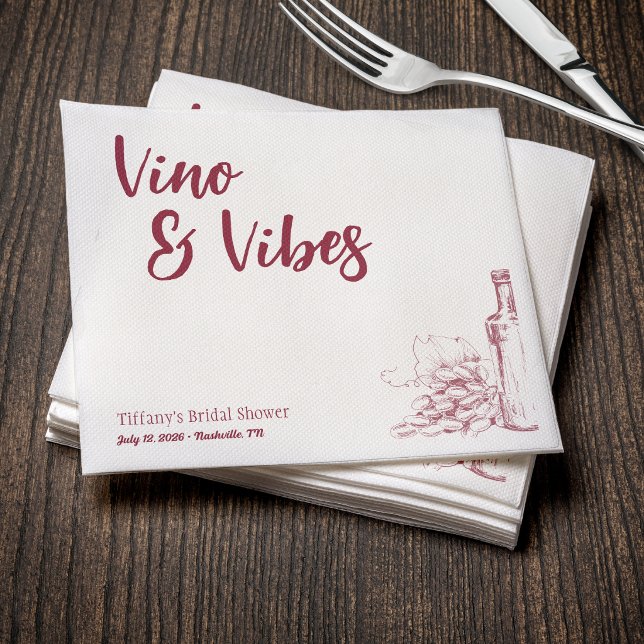Vino & Vibes Bröllopsdusch Pappersservett (Skapare uppladdad)