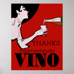 Vino-Vin Vintage Dam Poster, redigerar text, perso Poster