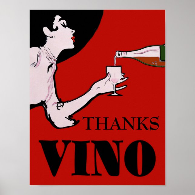 Vino-Vin Vintage Dam Poster, redigerar text, Poster (Framsidan)