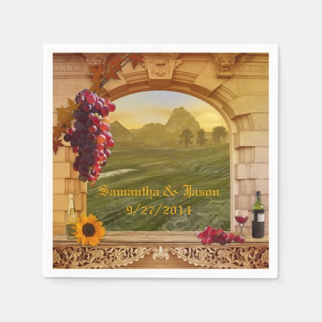 Vinodling Bröllop eller Thanksgiving Pappra blöjor Pappersservett (Framsidan)