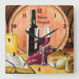 Vinodling Vin och Bread Personlig Fyrkantig Klocka