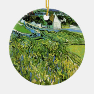 Vinodlingar med Auvers vy av Vincent van Gogh Julgransprydnad Keramik