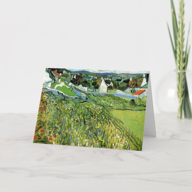 Vinodlingar med Auvers vy av Vincent van Gogh Kort (Framsida)