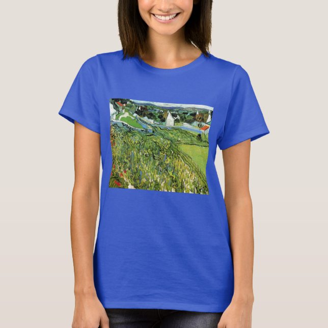 Vinodlingar med Auvers vy av Vincent van Gogh T Shirt (Framsida)