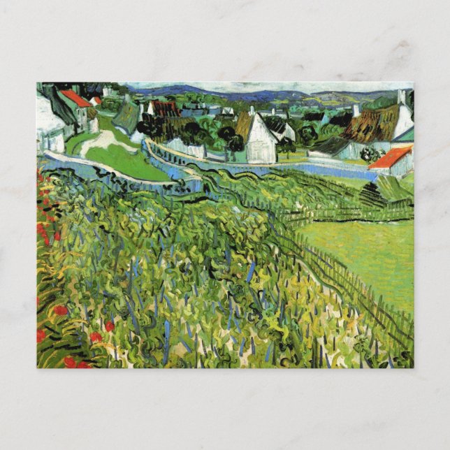 Vinodlingar med Auvers vy av Vincent van Gogh Vykort (Framsida)