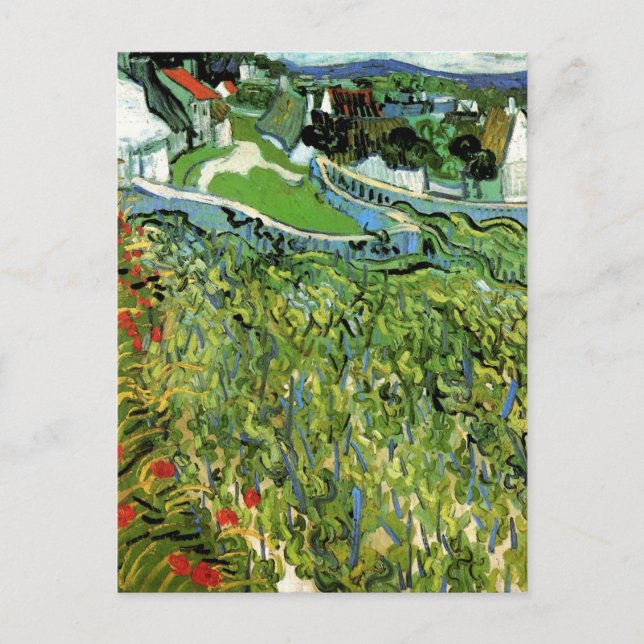 Vinodlingar med Auvers vy av Vincent van Gogh Vykort (Framsida)