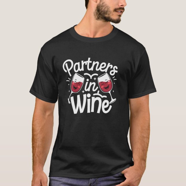 Vinpartners i vin Roligt vinskänkspresent T Shirt (Framsida)