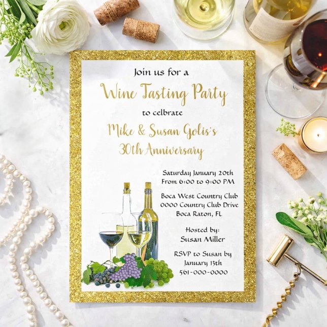 Vinprovningsjubileumsparty  inbjudningar (Skapare uppladdad)