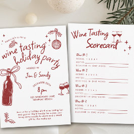 Vinprovningspartyscorekort Spel Doodle Högtid Inbjudningar