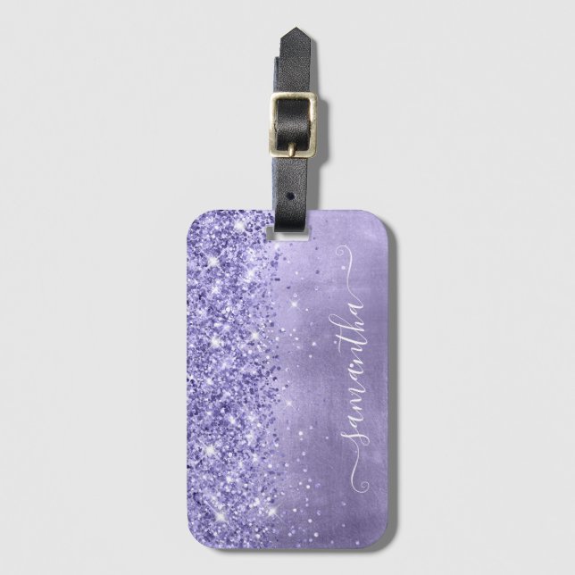 Vinranka Glitter Lavendel Blå Feminina Signatur Bagagebricka (Framsida vertikal)