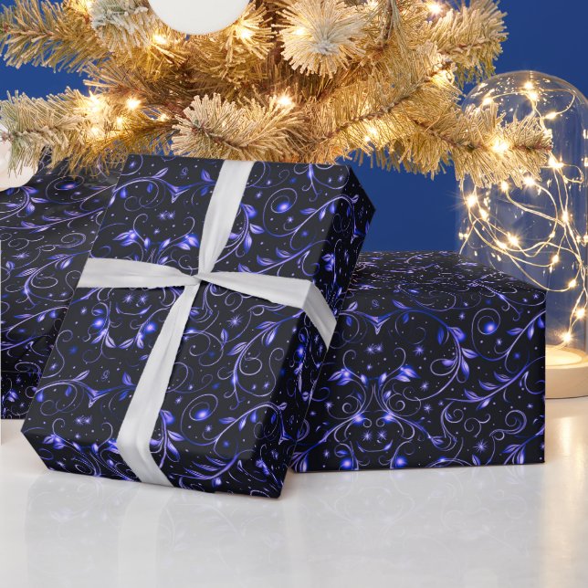 Vinranka Grönska Stjärnor Polka Prickar Jul Presentpapper (Helgdagar)
