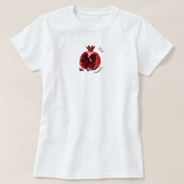 Vinröd granatäpple estetisk frisk sommar t shirt (Design framsida)
