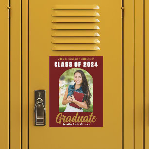 Vinröd Guld Examen Foto Klass 2026 Magnet