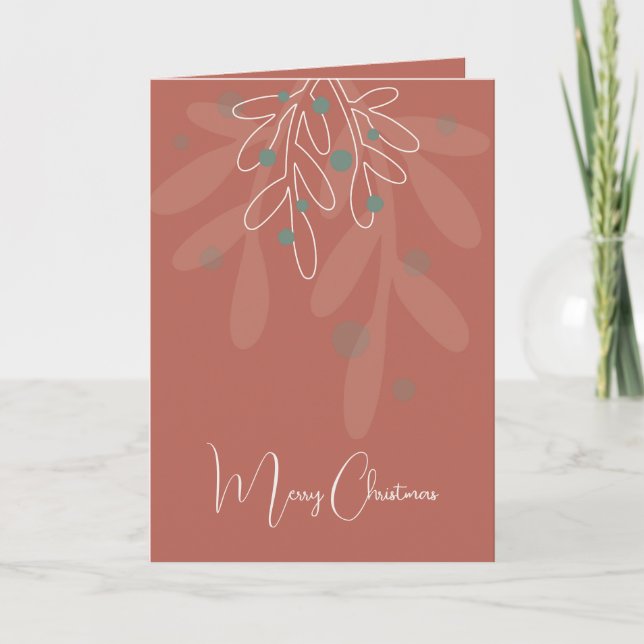 Vinröd jul abstrakt blomster kort (Framsida)