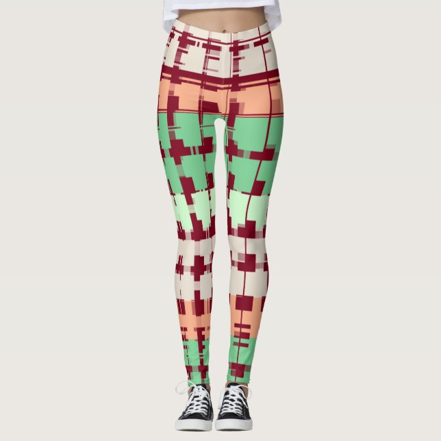 Vinröd med pastellfärger leggings (Framsida)