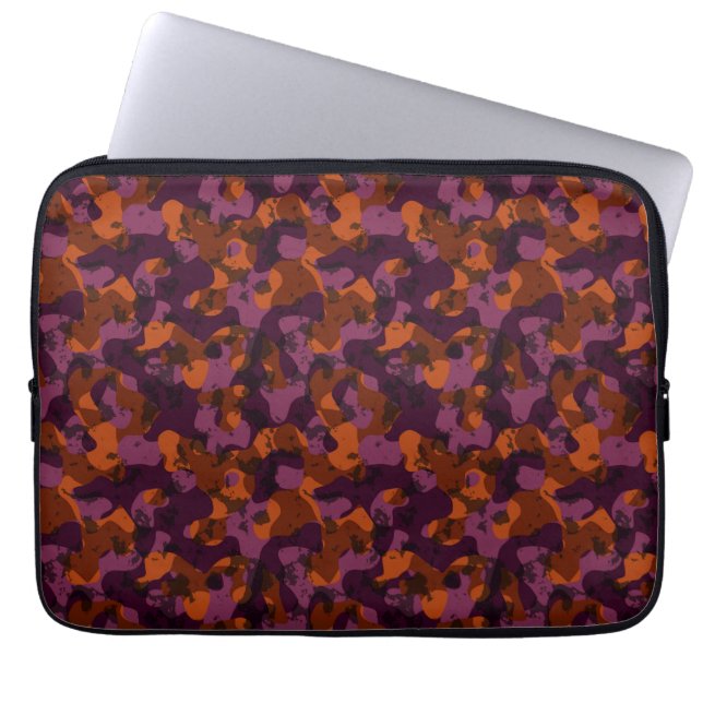 vinröd och orange kamouflage abstrakt laptop fodral (Framsidan)