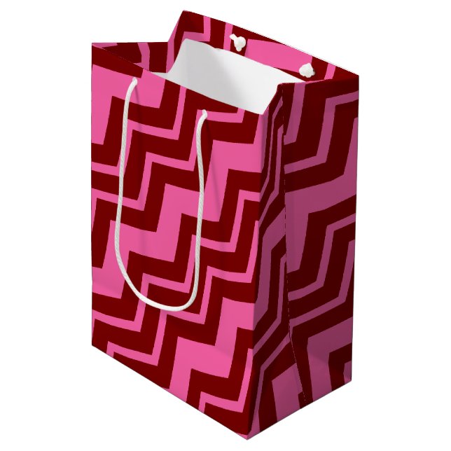 Vinröd Rosa Fickig Sicksack Design  (Framsidan Vinklad)