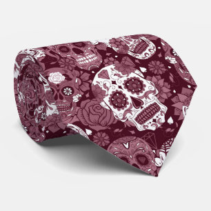 vinröd sockerkalle floral ornamental mönster slips