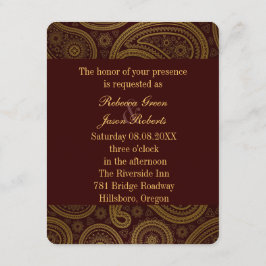 vinröd vintage mönster paisley västerländsk bröllo inbjudningar