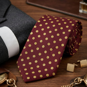 Vinröda & Gula Polka Mikropunkter Slips