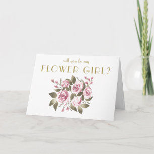 Vinrosbukett Kommer du att bli min blomsterflicka? Inbjudan