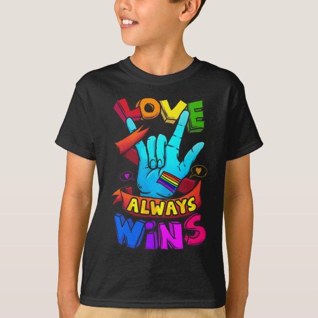 Vins alltid Asl Döv Awareness Gay pride Lgbt 1 T Shirt (Framsida)