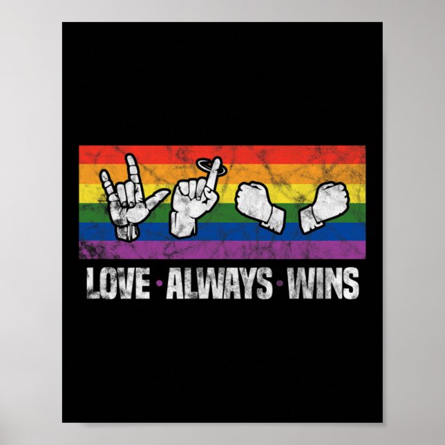 Vins alltid Asl Döv Awareness Lgbt Gay pride Vint Poster (Framsidan)