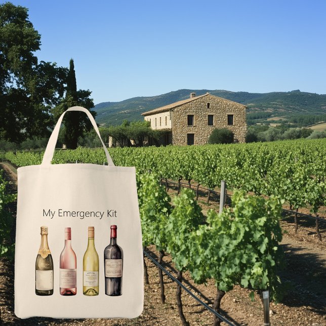 Vinskänstvinjett med rolig text  tygkasse (Personalized canvas wine tote bag with funny saying)