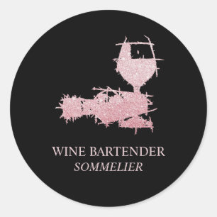 Vinsommelier servitris roséguld runt klistermärke