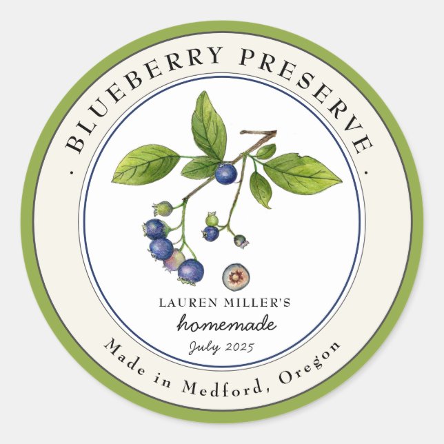 Vinsten blå blåbärsgelé burk etikett för konserver (Framsida)