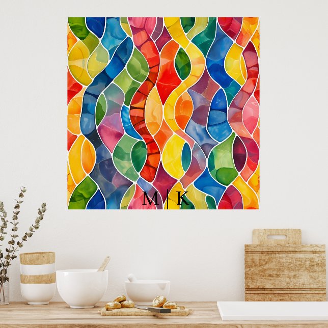 Vinsterfärgat regnbågstent glas poster (Kök)