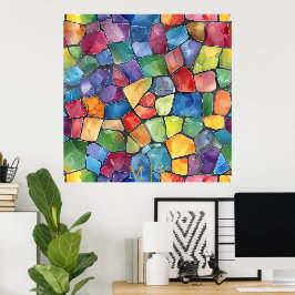 Vinsterfärgat regnbågstent glas poster