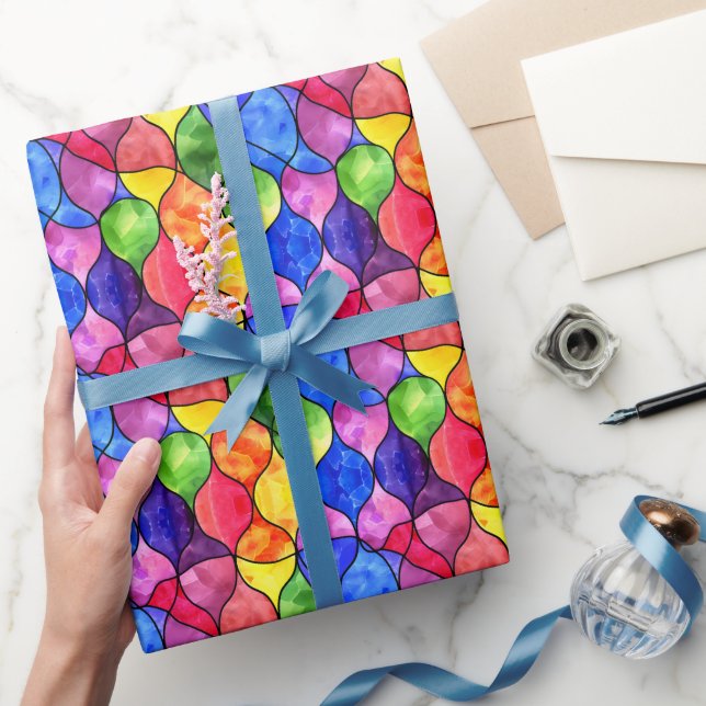 Vinsterfärgat regnbågstent glas presentpapper (Gifting)