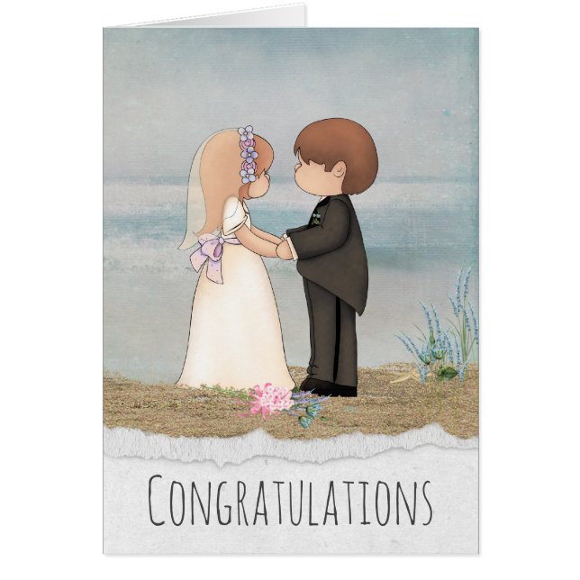 Vinsterna för att dela brudar på stranden hälsningskort (Framsidan)