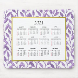 Vinsterna för lila och Guld Blommigt | 2021 Kalend Musmatta