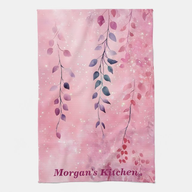 Vinstockar för Elegant med Rosa - bakgrund Kökshandduk (Vertikal)