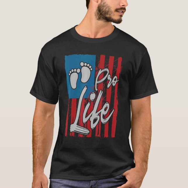 Vinstockar för Women Pro Life Baby i USA flagga T Shirt (Framsida)