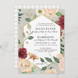 Vinstockar i Blommigt Coral Ro Butterfly Inbjudningar