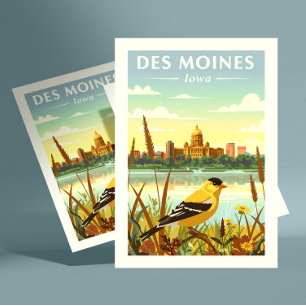 Vintaeg Des Moines Iowa Vykort