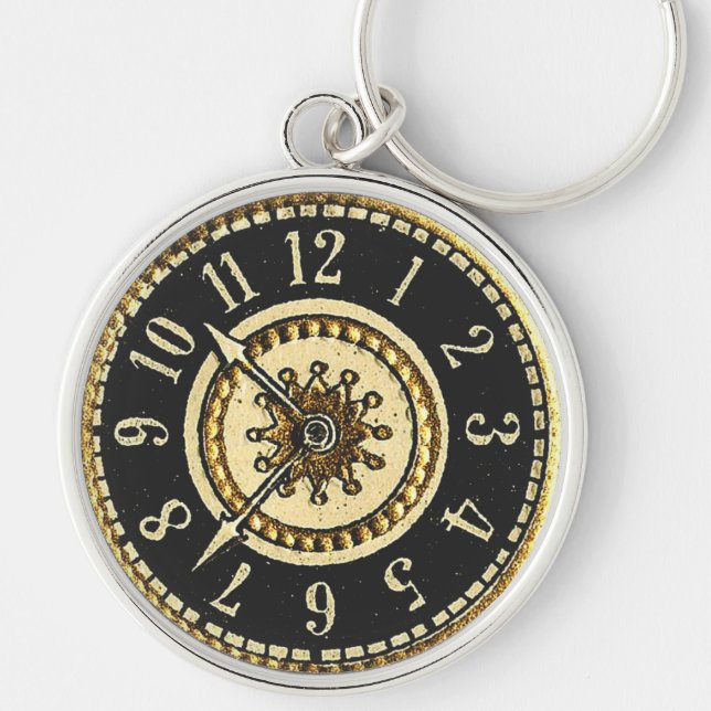 Vintagar Rund Silverfärgad Nyckelring (Framsidan)