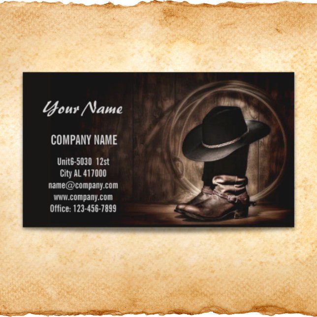 vintagarna cowboystövlar westerna land visitkort (rustic vintage cowboy boots western country business card)