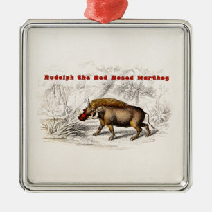 Vintage1800s den röda Nosed Warthogen Julgransprydnad Metall