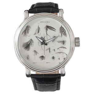 Vintage1800s som metar flygfiske, flyger gammala armbandsur