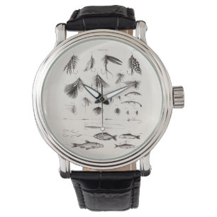 Vintage1800s som metar flygfiske, flyger gammala armbandsur