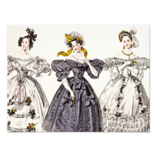 Vintage1800sParis mode - franskklänningar & hatt Fototryck