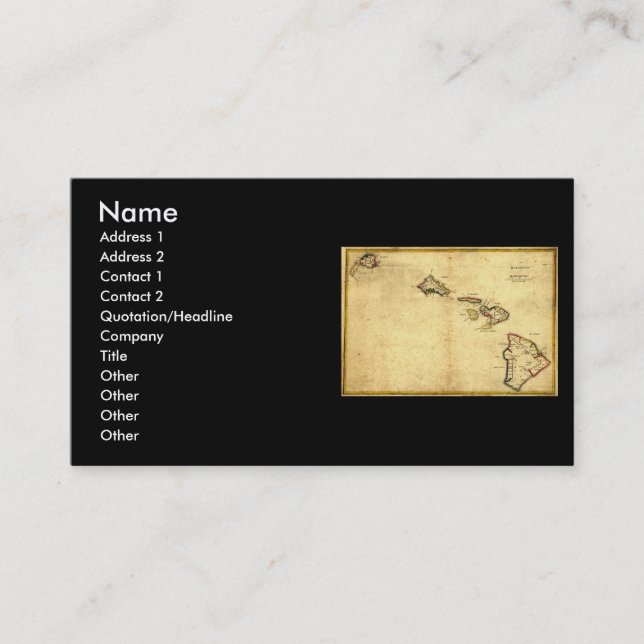 Vintage1837 Hawaii karta - hawaianska öar Visitkort (Framsida)