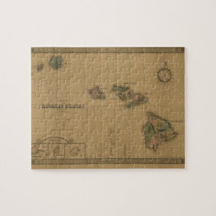 Vintage1876 Hawaii karta - hawaianska öar Pussel